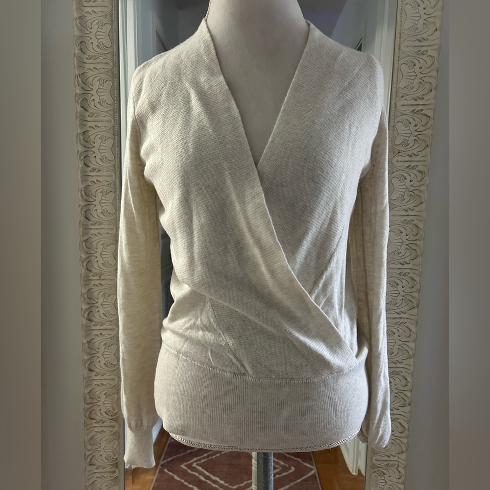 Ann Taylor Factory Cream V-Neck Sweater